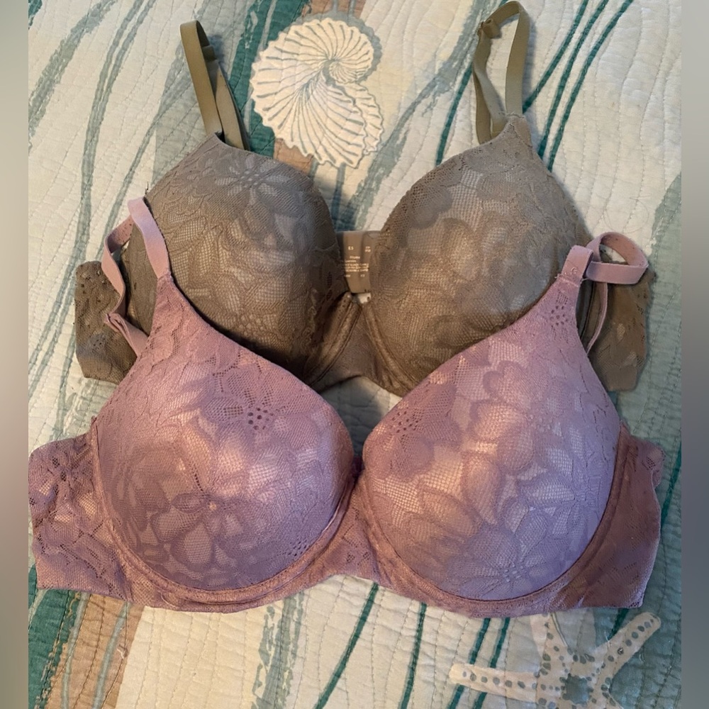 No Boundaries Lace Underwire Bra Set - Lavender and Taupe